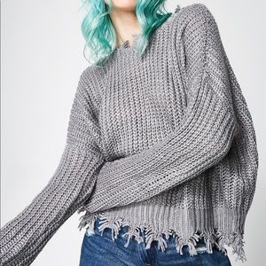 Storia grey oversized distressed sweater